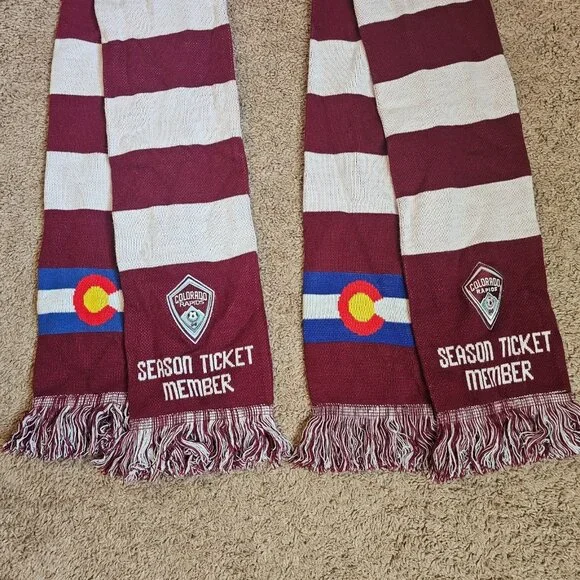 Colorado Rapids Scarves Soccer Lot 2 MLS Season Ticket Knit Ruffneck Vintage 96 - Picture 9 of 13